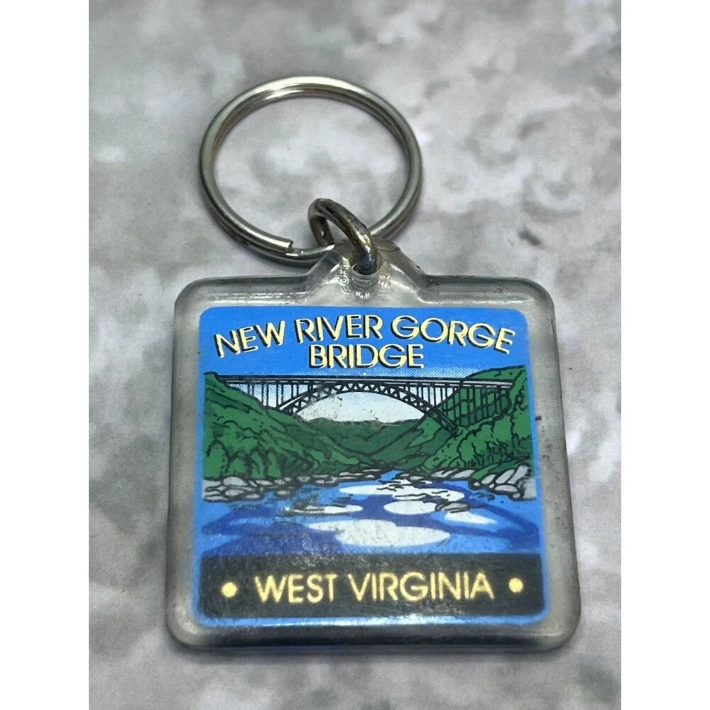 New River Gorge Bridge West Virginia Vintage Keychain Keyring